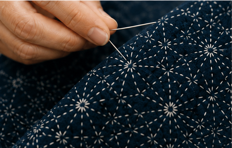 Detail of Sashiko stitching